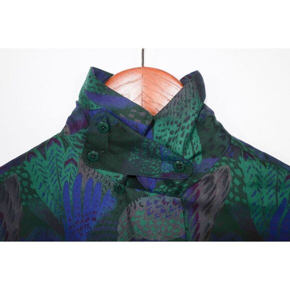 Vintage Ellen Tracy Silk Top Size 4 GORGEOUS DUCKS Art Avant Garde Modern 1980's - Picture 4 of 11